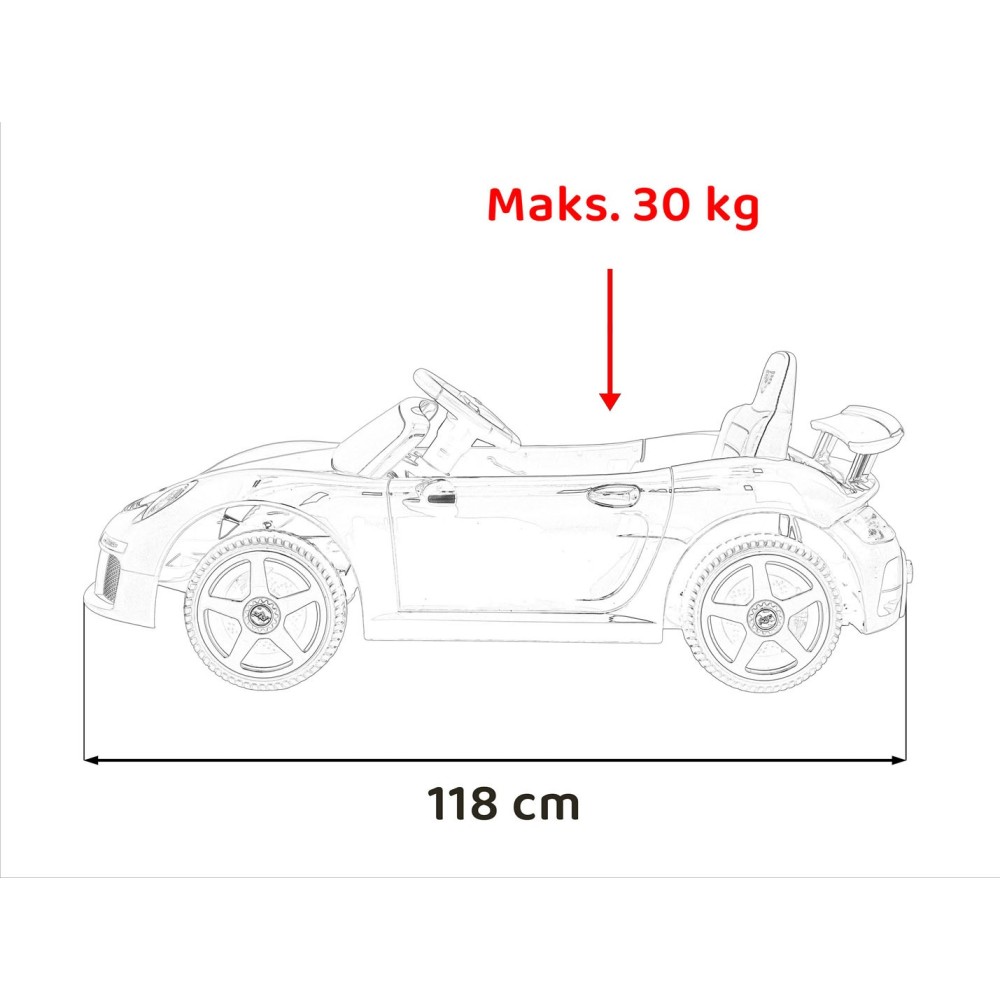JOKO Elektrické autíčko RUF CTR3, penové kolesá, kožené sedadlo, červené
