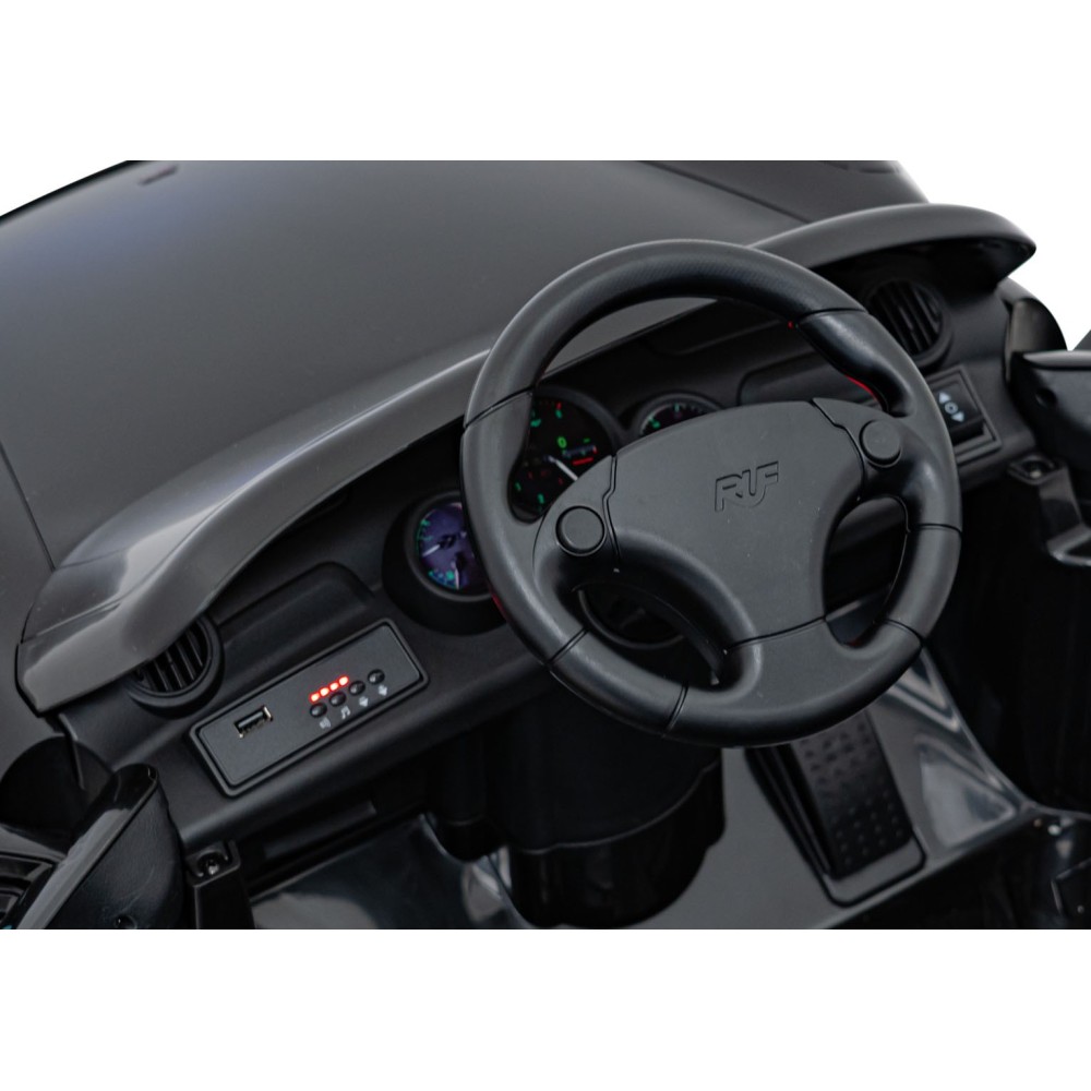 JOKO Elektrické autíčko RUF CTR3, penové kolesá, kožené sedadlo, čierne