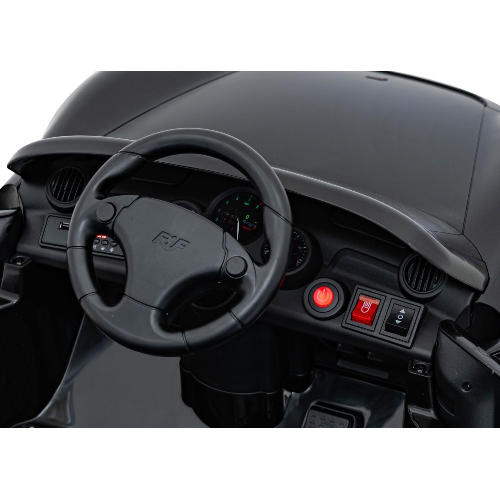 JOKO Elektrické autíčko RUF CTR3, penové kolesá, kožené sedadlo, čierne