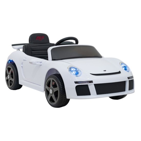 JOKO Elektrické autíčko RUF CTR3, penové kolesá, kožené sedadlo, biele