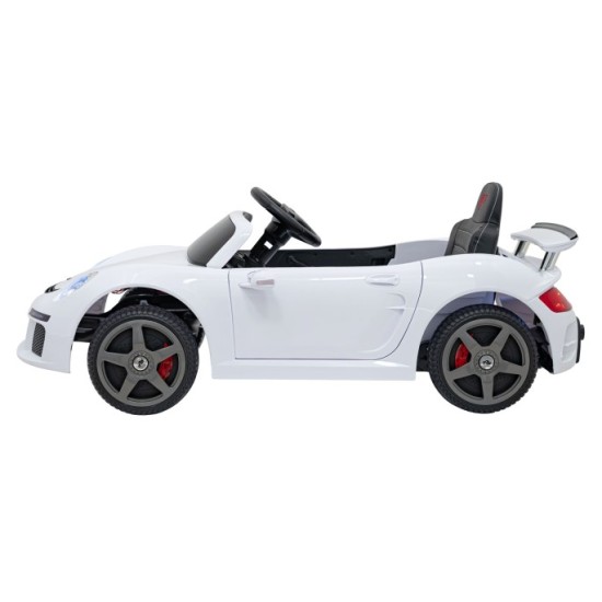 JOKO Elektrické autíčko RUF CTR3, penové kolesá, kožené sedadlo, biele