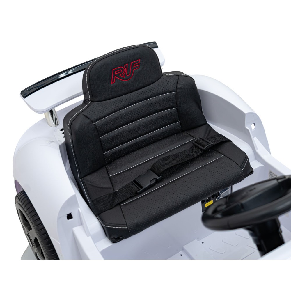 JOKO Elektrické autíčko RUF CTR3, penové kolesá, kožené sedadlo, biele
