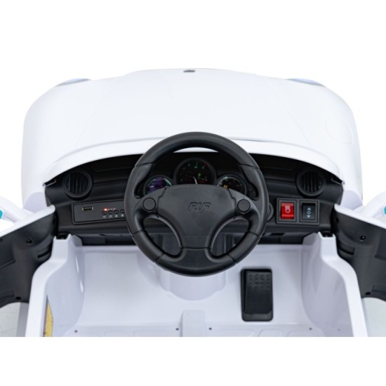 JOKO Elektrické autíčko RUF CTR3, penové kolesá, kožené sedadlo, biele