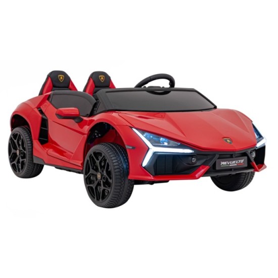 JOKO Elektrické autíčko Lamborghini Revuelto XL 4x4 24V, Dvojmiestne Kožené sedadlo, Penové kolesá, FM rádio, Nosnosť 60kg, červ