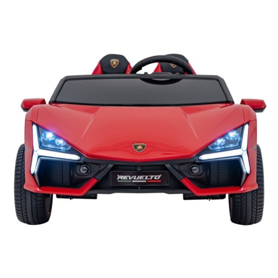 JOKO Elektrické autíčko Lamborghini Revuelto XL 4x4 24V, Dvojmiestne Kožené sedadlo, Penové kolesá, FM rádio, Nosnosť 60kg, červ