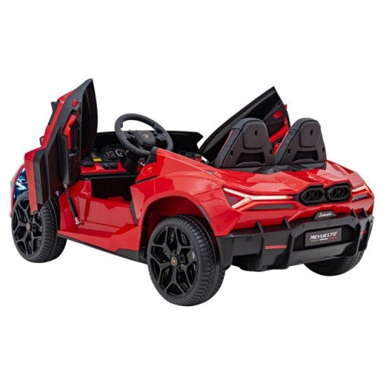 JOKO Elektrické autíčko Lamborghini Revuelto XL 4x4 24V, Dvojmiestne Kožené sedadlo, Penové kolesá, FM rádio, Nosnosť 60kg, červ