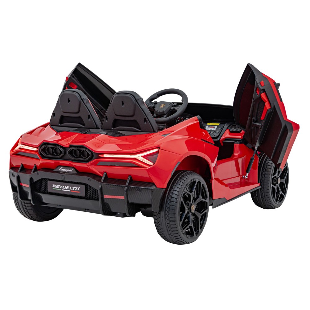JOKO Elektrické autíčko Lamborghini Revuelto XL 4x4 24V, Dvojmiestne Kožené sedadlo, Penové kolesá, FM rádio, Nosnosť 60kg, červ