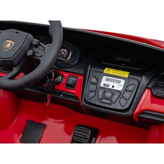 JOKO Elektrické autíčko Lamborghini Revuelto XL 4x4 24V, Dvojmiestne Kožené sedadlo, Penové kolesá, FM rádio, Nosnosť 60kg, červ