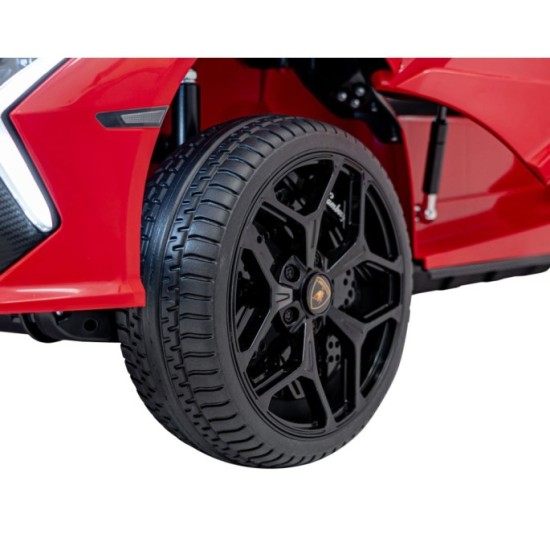 JOKO Elektrické autíčko Lamborghini Revuelto XL 4x4 24V, Dvojmiestne Kožené sedadlo, Penové kolesá, FM rádio, Nosnosť 60kg, červ
