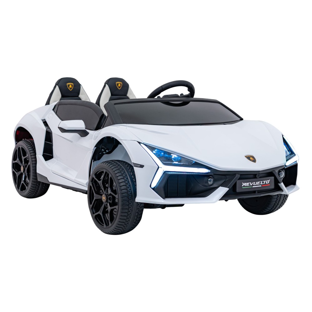 JOKO Elektrické autíčko Lamborghini Revuelto XL 4x4 24V, Dvojmiestne Kožené sedadlo, Penové kolesá, FM rádio, Nosnosť 60kg, biel