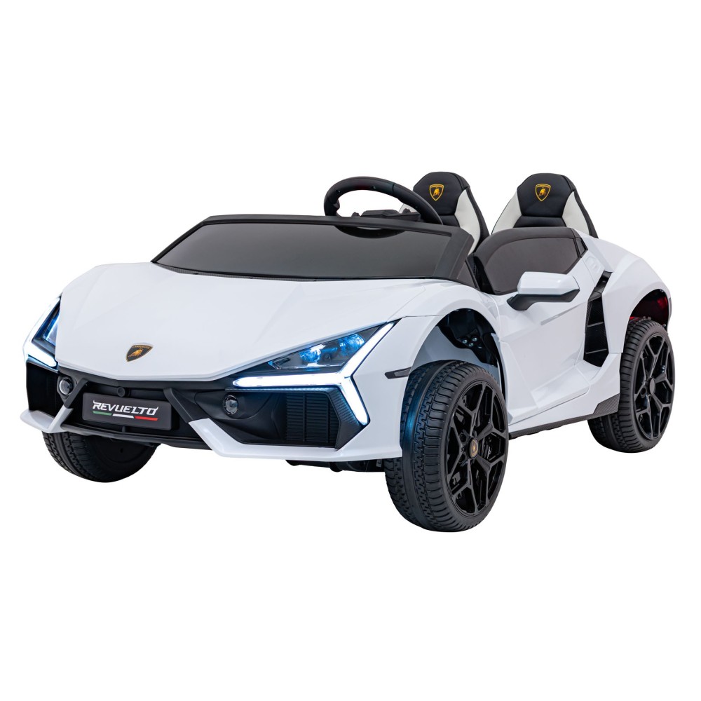 JOKO Elektrické autíčko Lamborghini Revuelto XL 4x4 24V, Dvojmiestne Kožené sedadlo, Penové kolesá, FM rádio, Nosnosť 60kg, biel