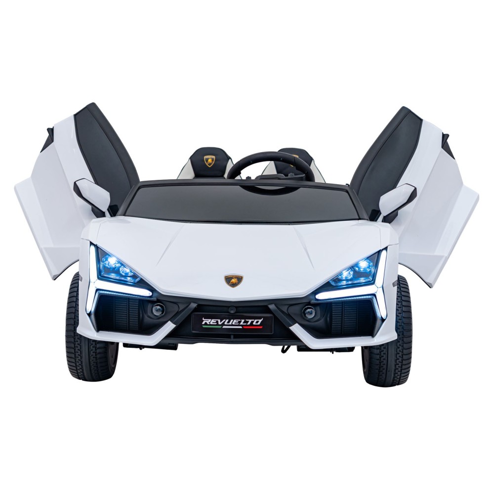 JOKO Elektrické autíčko Lamborghini Revuelto XL 4x4 24V, Dvojmiestne Kožené sedadlo, Penové kolesá, FM rádio, Nosnosť 60kg, biel