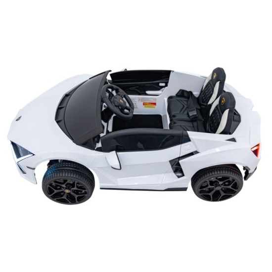 JOKO Elektrické autíčko Lamborghini Revuelto XL 4x4 24V, Dvojmiestne Kožené sedadlo, Penové kolesá, FM rádio, Nosnosť 60kg, biel