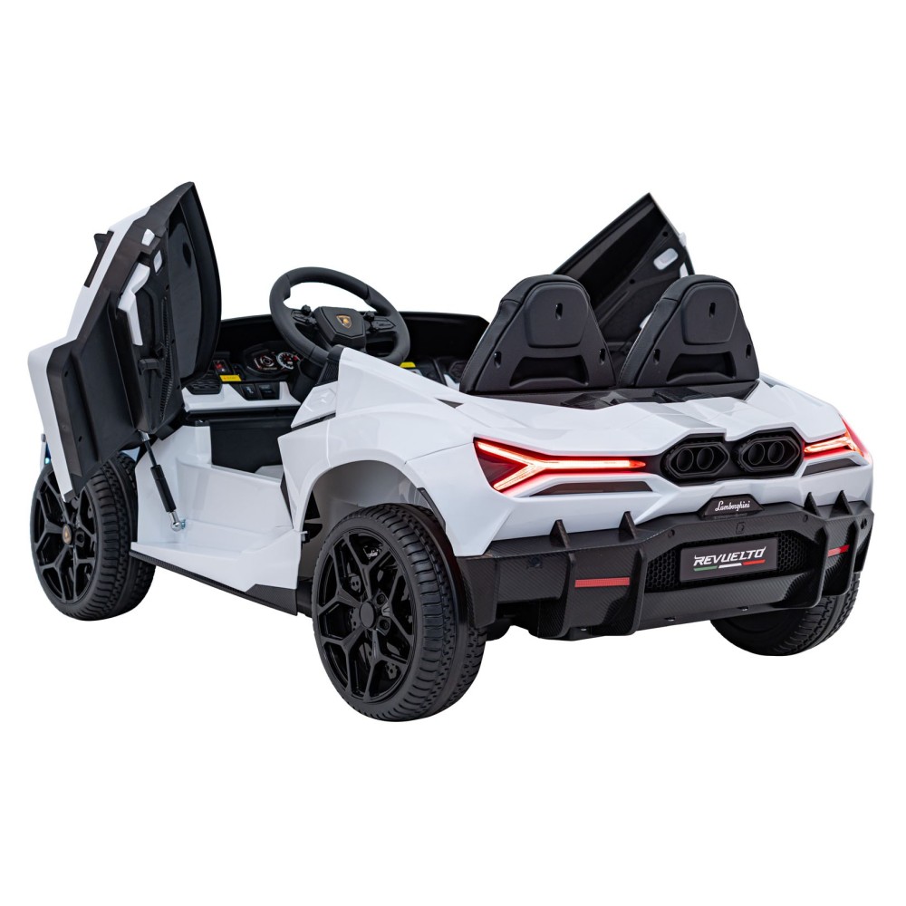 JOKO Elektrické autíčko Lamborghini Revuelto XL 4x4 24V, Dvojmiestne Kožené sedadlo, Penové kolesá, FM rádio, Nosnosť 60kg, biel