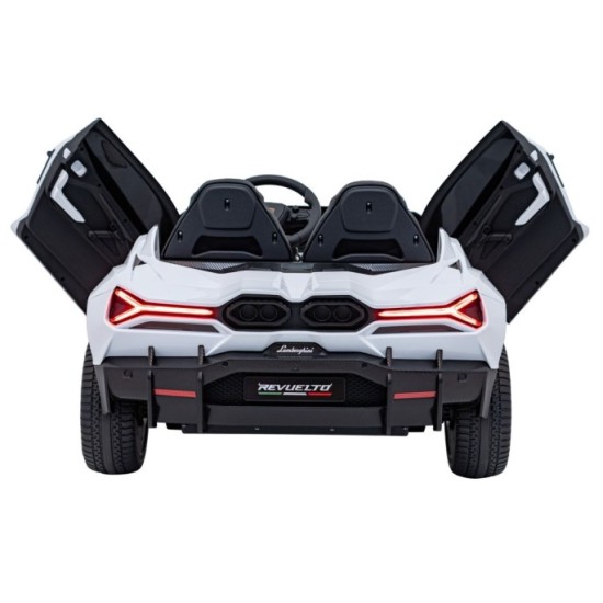 JOKO Elektrické autíčko Lamborghini Revuelto XL 4x4 24V, Dvojmiestne Kožené sedadlo, Penové kolesá, FM rádio, Nosnosť 60kg, biel