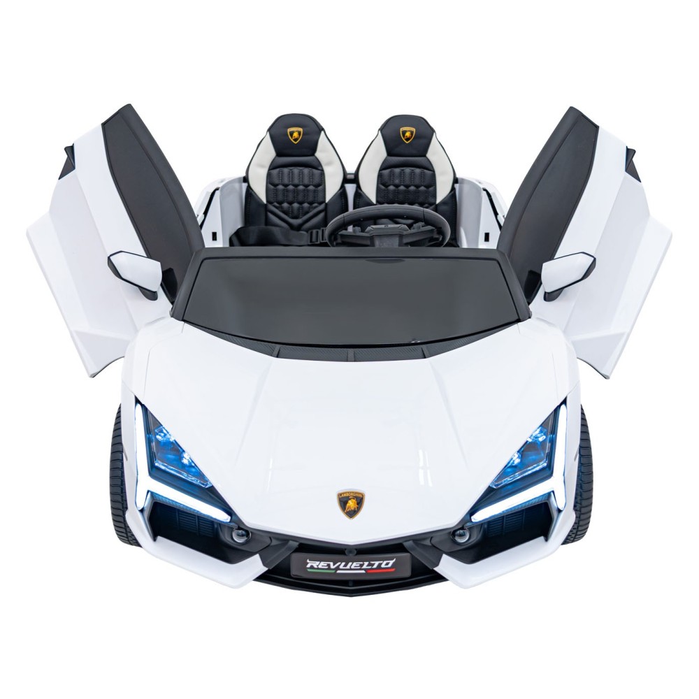 JOKO Elektrické autíčko Lamborghini Revuelto XL 4x4 24V, Dvojmiestne Kožené sedadlo, Penové kolesá, FM rádio, Nosnosť 60kg, biel