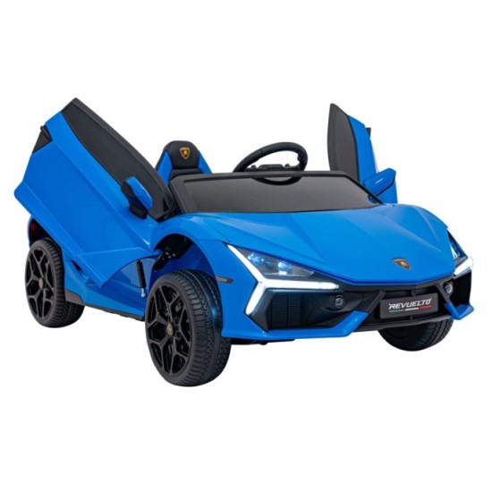 JOKO Elektrické autíčko Lamborghini Revuelto XL 4x4 24V, Dvojmiestne Kožené sedadlo, Penové kolesá, FM rádio, Nosnosť 60kg, modr