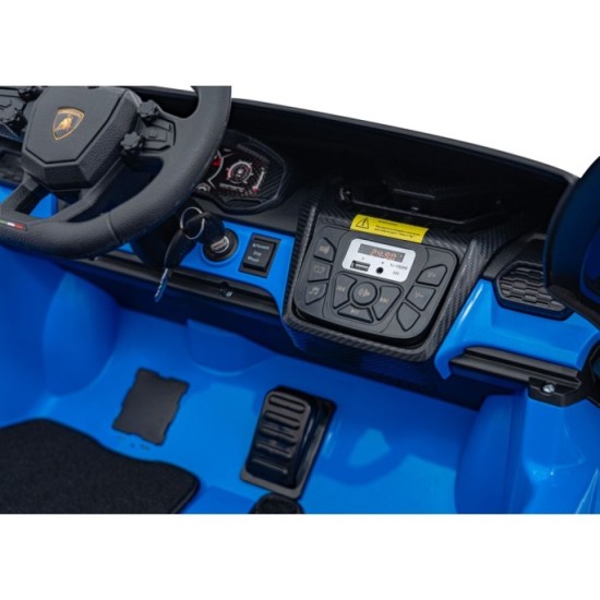 JOKO Elektrické autíčko Lamborghini Revuelto XL 4x4 24V, Dvojmiestne Kožené sedadlo, Penové kolesá, FM rádio, Nosnosť 60kg, modr