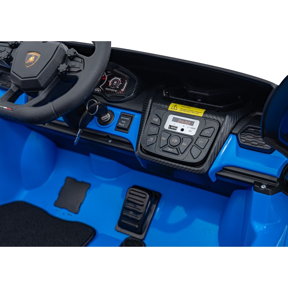 JOKO Elektrické autíčko Lamborghini Revuelto XL 4x4 24V, Dvojmiestne Kožené sedadlo, Penové kolesá, FM rádio, Nosnosť 60kg, modr