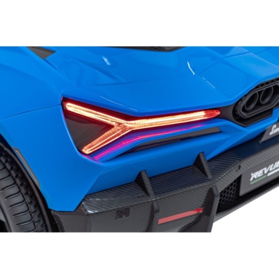 JOKO Elektrické autíčko Lamborghini Revuelto XL 4x4 24V, Dvojmiestne Kožené sedadlo, Penové kolesá, FM rádio, Nosnosť 60kg, modr