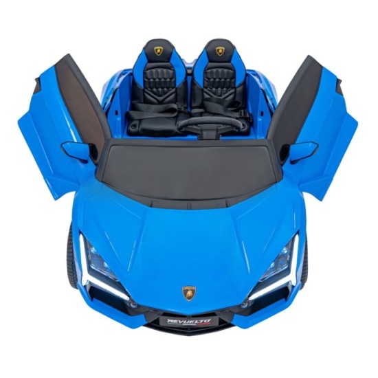 JOKO Elektrické autíčko Lamborghini Revuelto XL 4x4 24V, Dvojmiestne Kožené sedadlo, Penové kolesá, FM rádio, Nosnosť 60kg, modr