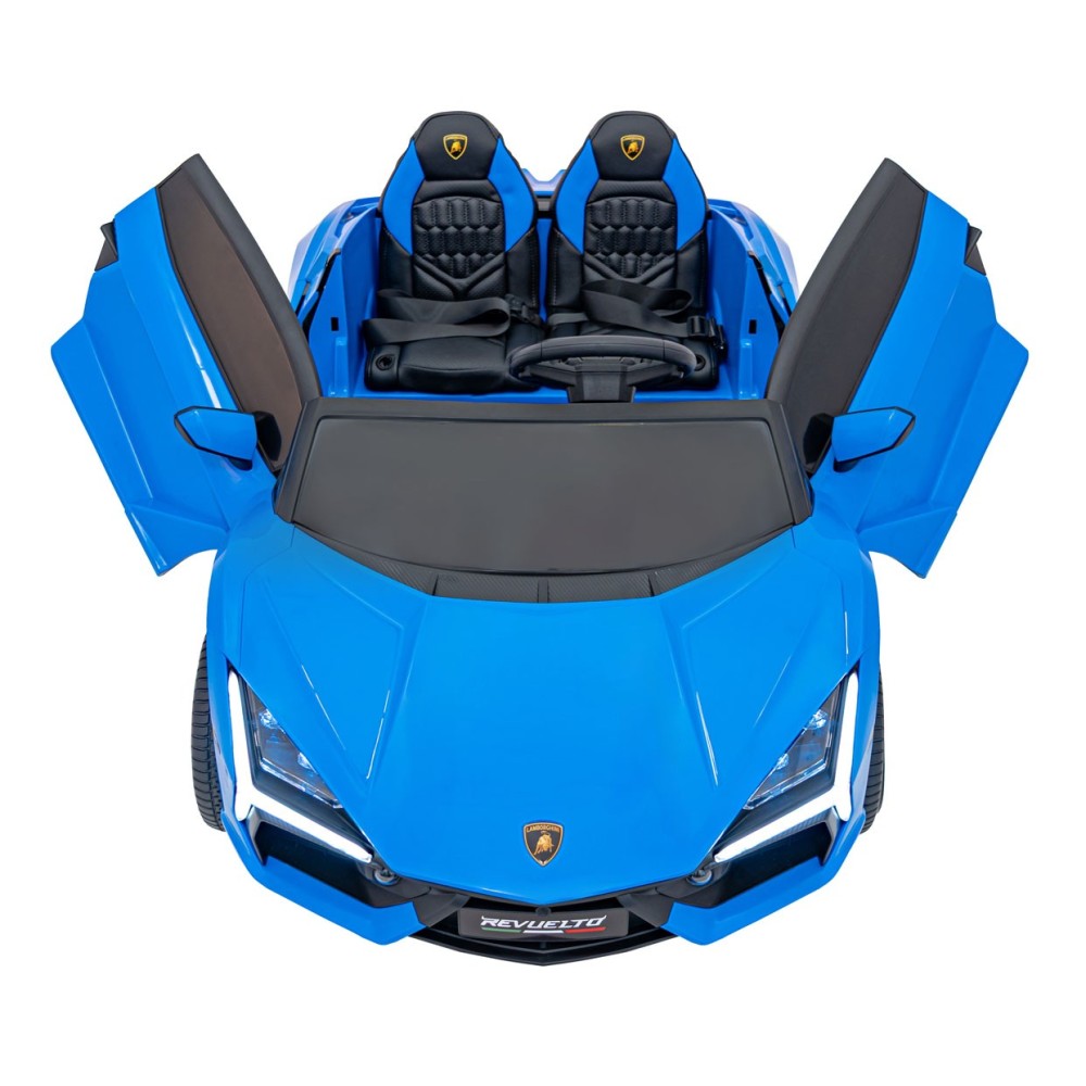 JOKO Elektrické autíčko Lamborghini Revuelto XL 4x4 24V, Dvojmiestne Kožené sedadlo, Penové kolesá, FM rádio, Nosnosť 60kg, modr
