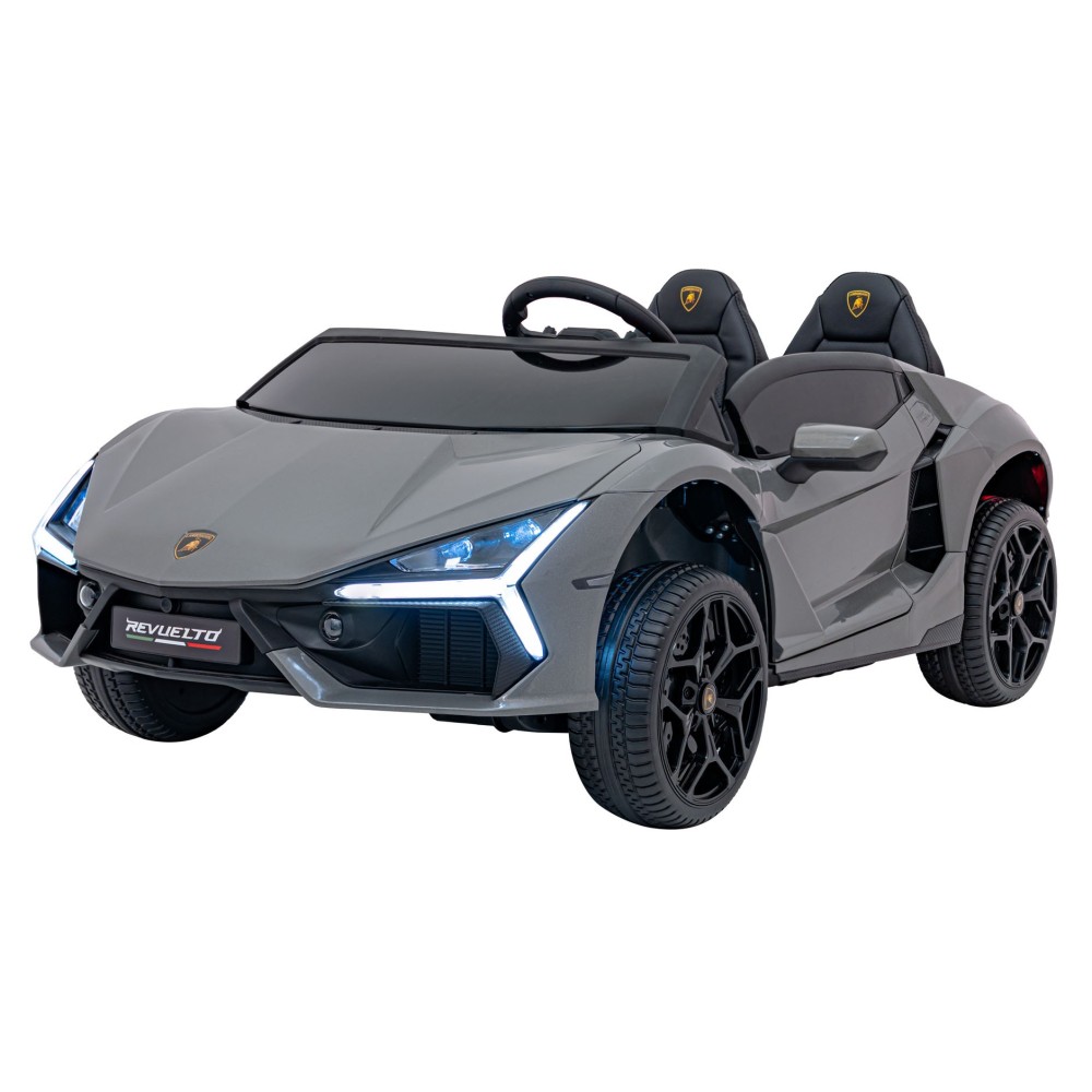 JOKO Elektrické autíčko Lamborghini Revuelto XL 4x4 24V, Dvojmiestne Kožené sedadlo, Penové kolesá, FM rádio, Nosnosť 60kg, sivé