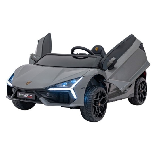 JOKO Elektrické autíčko Lamborghini Revuelto XL 4x4 24V, Dvojmiestne Kožené sedadlo, Penové kolesá, FM rádio, Nosnosť 60kg, sivé
