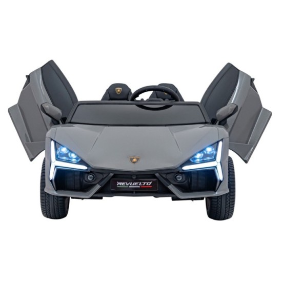 JOKO Elektrické autíčko Lamborghini Revuelto XL 4x4 24V, Dvojmiestne Kožené sedadlo, Penové kolesá, FM rádio, Nosnosť 60kg, sivé