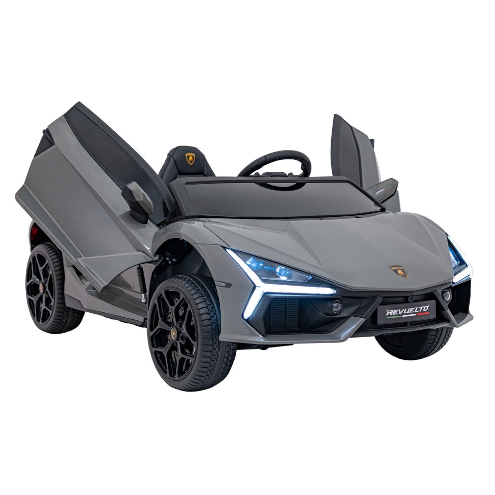 JOKO Elektrické autíčko Lamborghini Revuelto XL 4x4 24V, Dvojmiestne Kožené sedadlo, Penové kolesá, FM rádio, Nosnosť 60kg, sivé