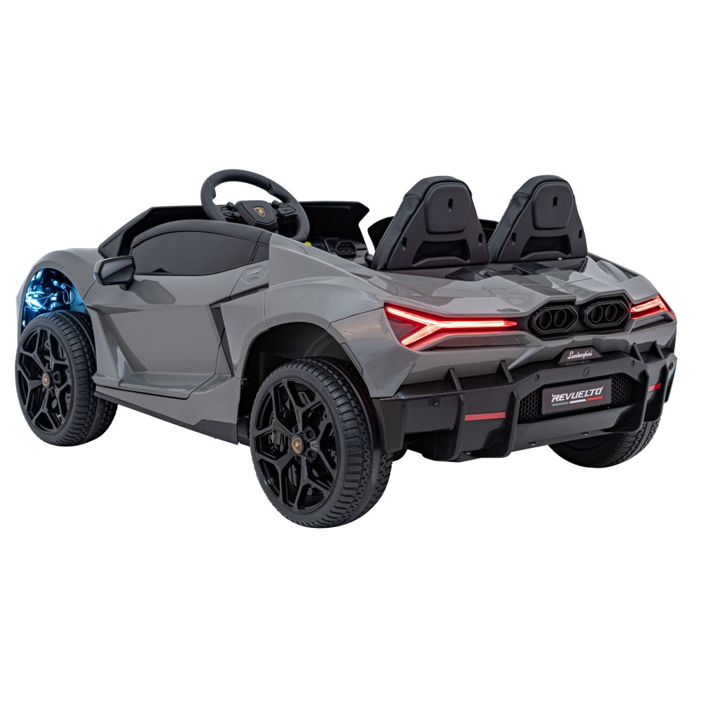 JOKO Elektrické autíčko Lamborghini Revuelto XL 4x4 24V, Dvojmiestne Kožené sedadlo, Penové kolesá, FM rádio, Nosnosť 60kg, sivé