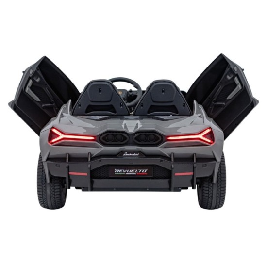JOKO Elektrické autíčko Lamborghini Revuelto XL 4x4 24V, Dvojmiestne Kožené sedadlo, Penové kolesá, FM rádio, Nosnosť 60kg, sivé