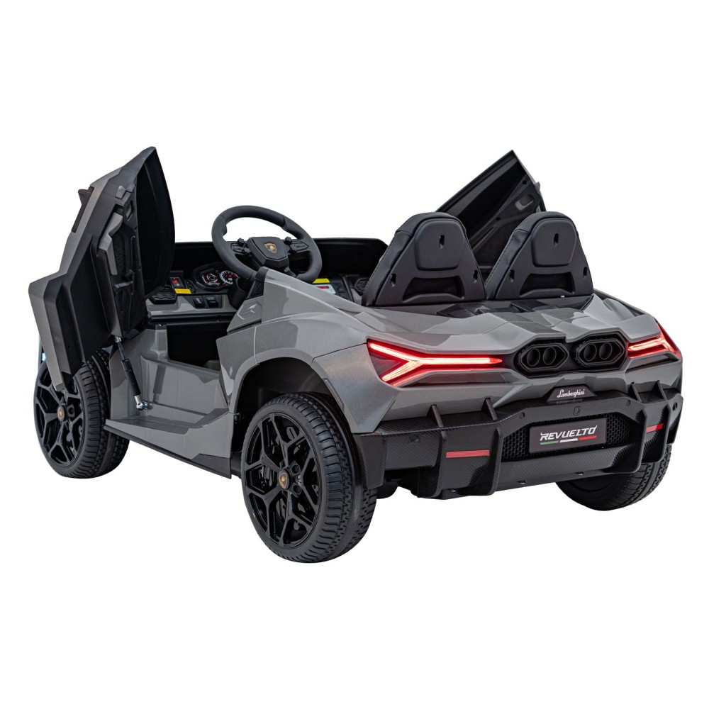 JOKO Elektrické autíčko Lamborghini Revuelto XL 4x4 24V, Dvojmiestne Kožené sedadlo, Penové kolesá, FM rádio, Nosnosť 60kg, sivé