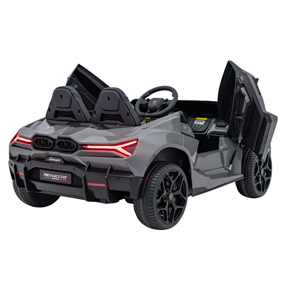 JOKO Elektrické autíčko Lamborghini Revuelto XL 4x4 24V, Dvojmiestne Kožené sedadlo, Penové kolesá, FM rádio, Nosnosť 60kg, sivé