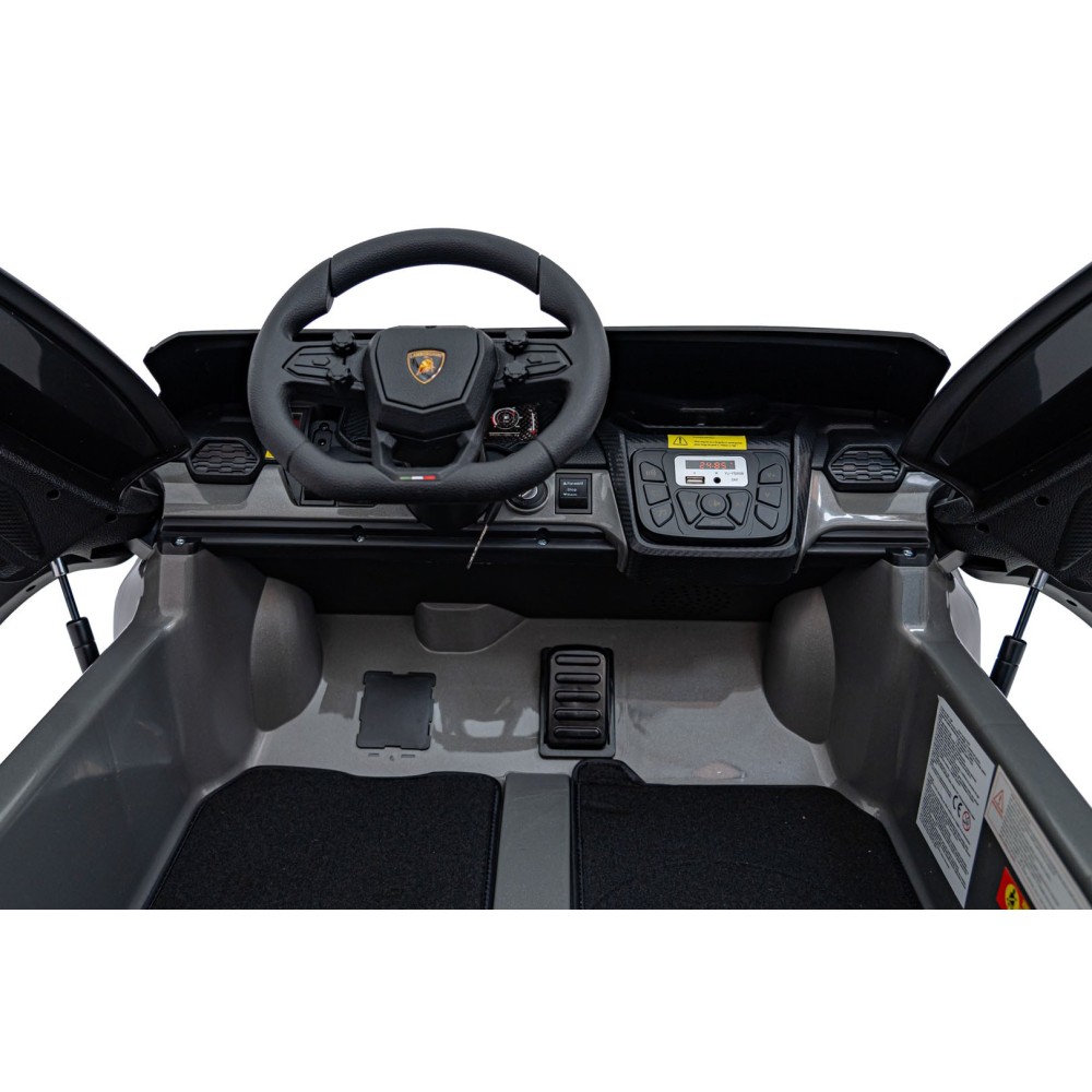 JOKO Elektrické autíčko Lamborghini Revuelto XL 4x4 24V, Dvojmiestne Kožené sedadlo, Penové kolesá, FM rádio, Nosnosť 60kg, sivé