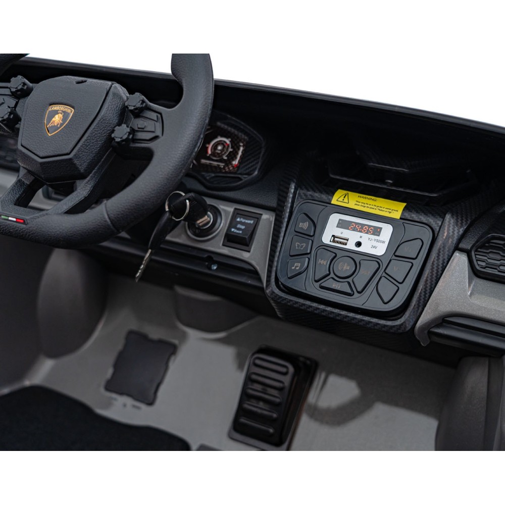 JOKO Elektrické autíčko Lamborghini Revuelto XL 4x4 24V, Dvojmiestne Kožené sedadlo, Penové kolesá, FM rádio, Nosnosť 60kg, sivé