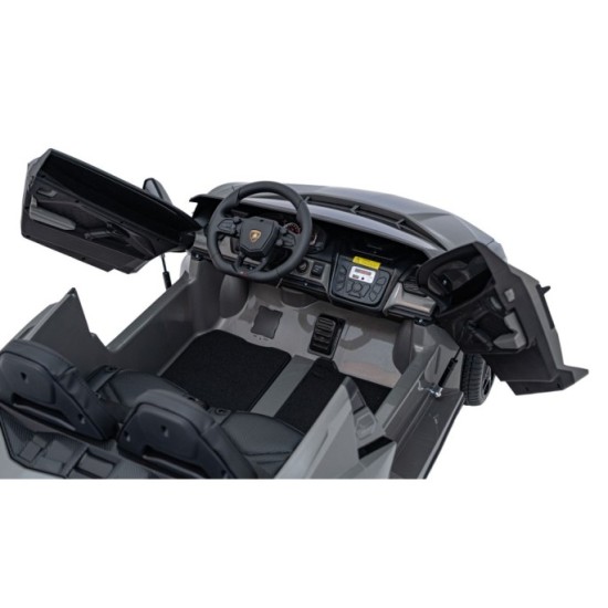 JOKO Elektrické autíčko Lamborghini Revuelto XL 4x4 24V, Dvojmiestne Kožené sedadlo, Penové kolesá, FM rádio, Nosnosť 60kg, sivé