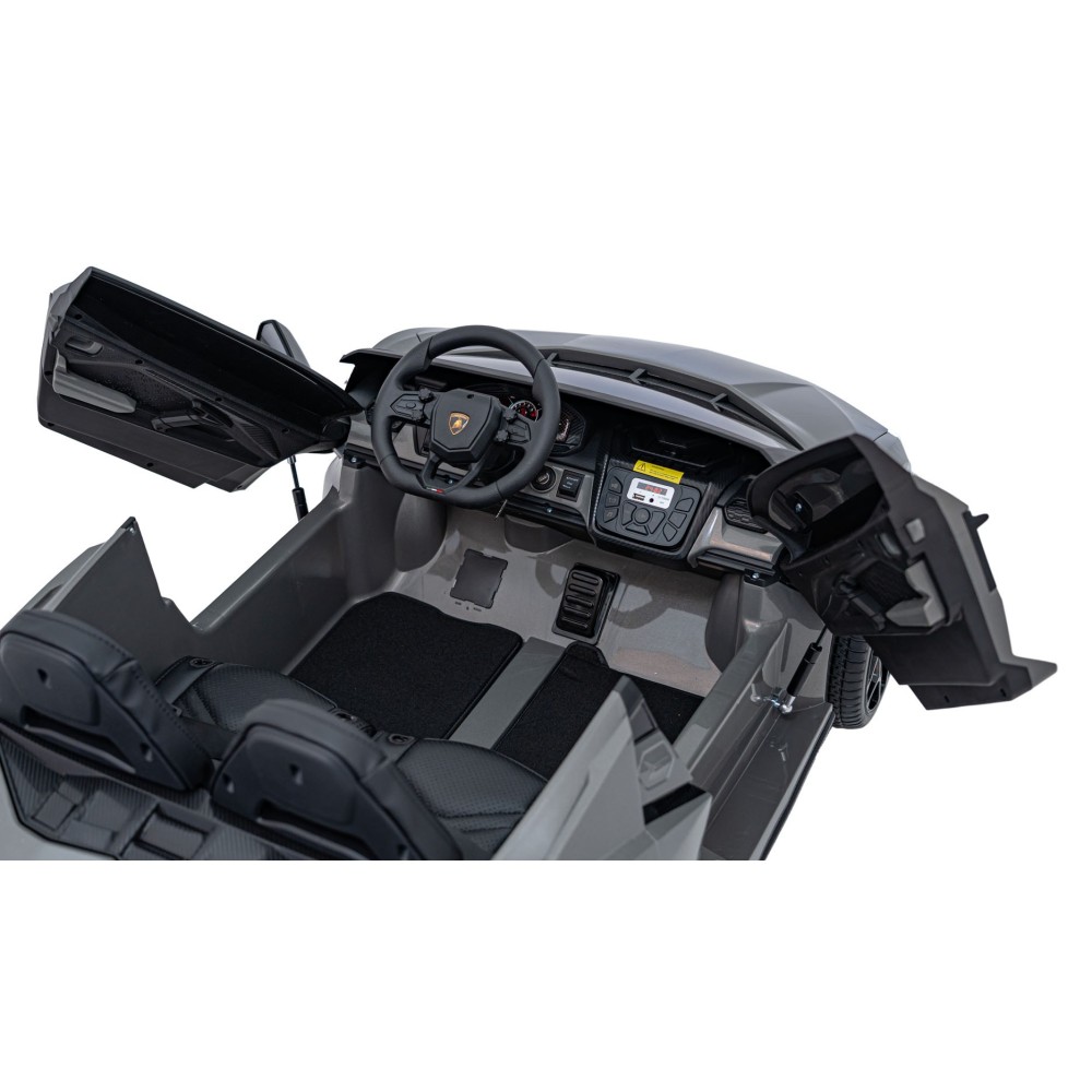 JOKO Elektrické autíčko Lamborghini Revuelto XL 4x4 24V, Dvojmiestne Kožené sedadlo, Penové kolesá, FM rádio, Nosnosť 60kg, sivé
