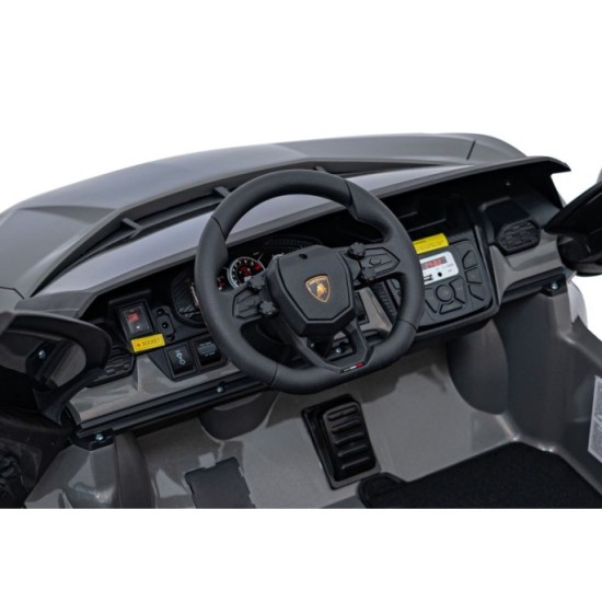 JOKO Elektrické autíčko Lamborghini Revuelto XL 4x4 24V, Dvojmiestne Kožené sedadlo, Penové kolesá, FM rádio, Nosnosť 60kg, sivé