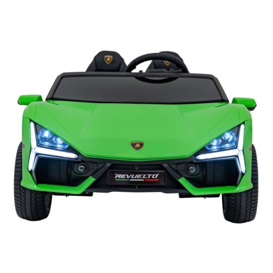 JOKO Elektrické autíčko Lamborghini Revuelto XL 4x4 24V, Dvojmiestne Kožené sedadlo, Penové kolesá, FM rádio, Nosnosť 60kg, zele
