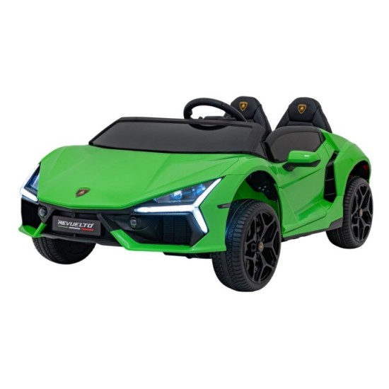 JOKO Elektrické autíčko Lamborghini Revuelto XL 4x4 24V, Dvojmiestne Kožené sedadlo, Penové kolesá, FM rádio, Nosnosť 60kg, zele