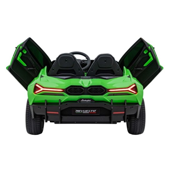 JOKO Elektrické autíčko Lamborghini Revuelto XL 4x4 24V, Dvojmiestne Kožené sedadlo, Penové kolesá, FM rádio, Nosnosť 60kg, zele