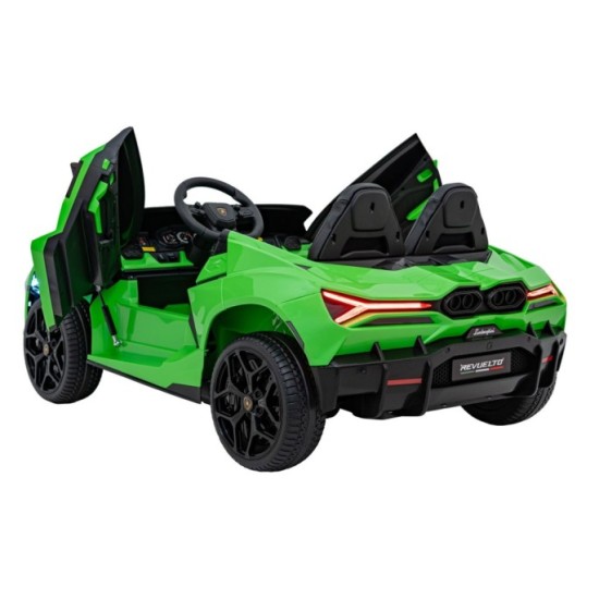JOKO Elektrické autíčko Lamborghini Revuelto XL 4x4 24V, Dvojmiestne Kožené sedadlo, Penové kolesá, FM rádio, Nosnosť 60kg, zele