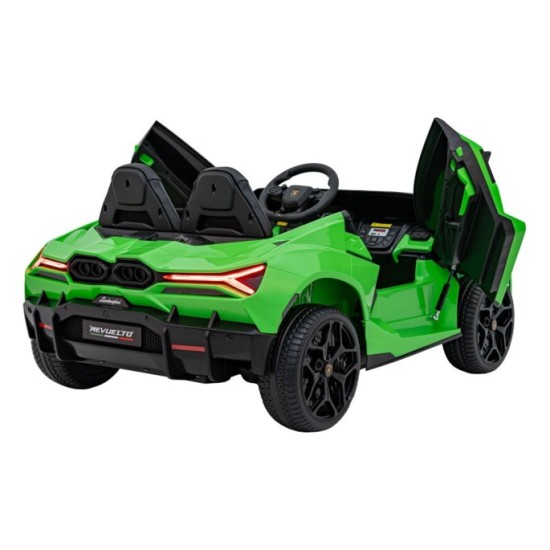 JOKO Elektrické autíčko Lamborghini Revuelto XL 4x4 24V, Dvojmiestne Kožené sedadlo, Penové kolesá, FM rádio, Nosnosť 60kg, zele