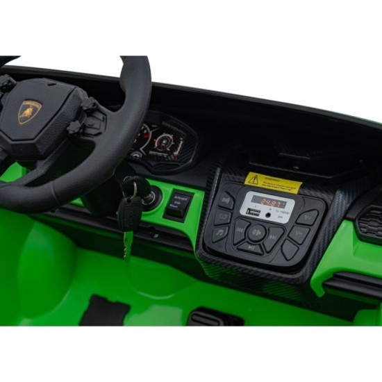 JOKO Elektrické autíčko Lamborghini Revuelto XL 4x4 24V, Dvojmiestne Kožené sedadlo, Penové kolesá, FM rádio, Nosnosť 60kg, zele