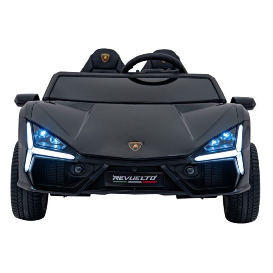 JOKO Elektrické autíčko Lamborghini Revuelto XL 4x4 24V, Dvojmiestne Kožené sedadlo, Penové kolesá, FM rádio, Nosnosť 60kg, čier