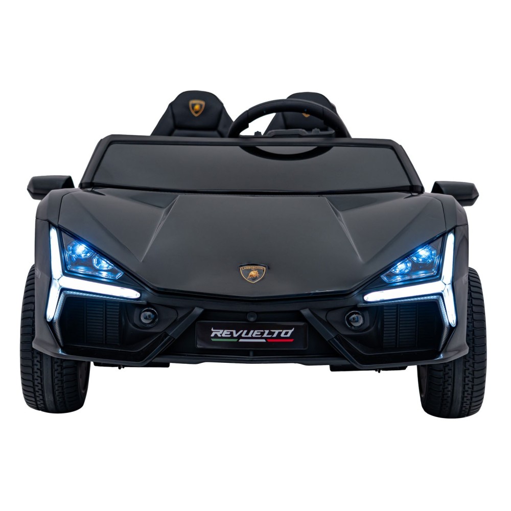 JOKO Elektrické autíčko Lamborghini Revuelto XL 4x4 24V, Dvojmiestne Kožené sedadlo, Penové kolesá, FM rádio, Nosnosť 60kg, čier