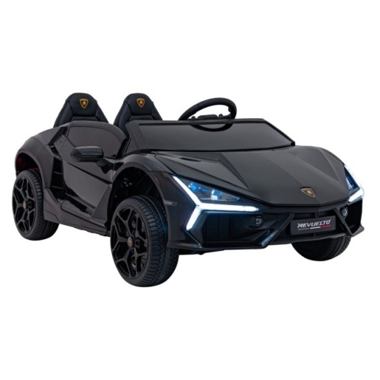 JOKO Elektrické autíčko Lamborghini Revuelto XL 4x4 24V, Dvojmiestne Kožené sedadlo, Penové kolesá, FM rádio, Nosnosť 60kg, čier