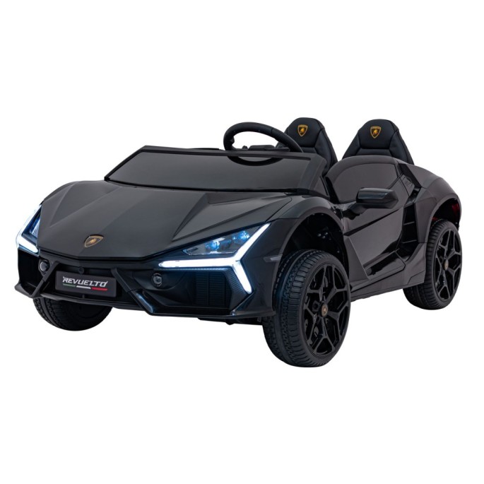 JOKO Elektrické autíčko Lamborghini Revuelto XL 4x4 24V, Dvojmiestne Kožené sedadlo, Penové kolesá, FM rádio, Nosnosť 60kg, čier