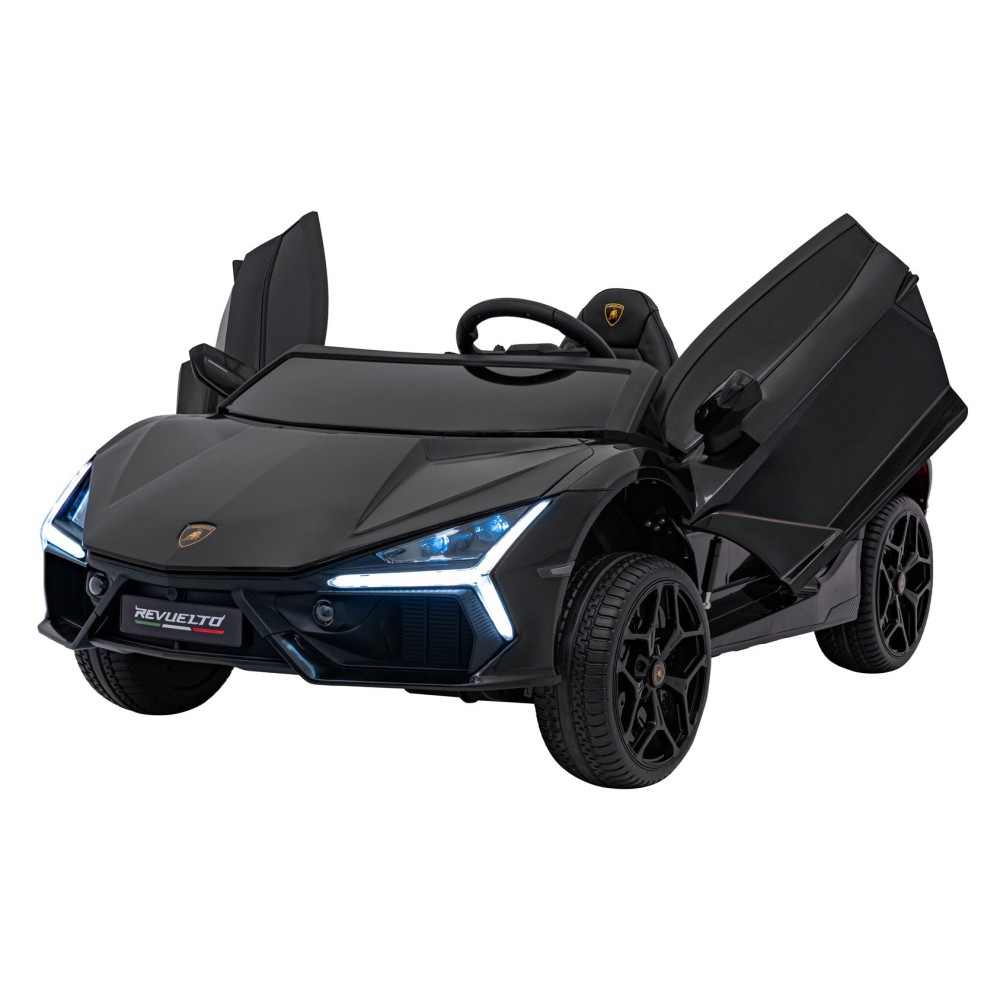 JOKO Elektrické autíčko Lamborghini Revuelto XL 4x4 24V, Dvojmiestne Kožené sedadlo, Penové kolesá, FM rádio, Nosnosť 60kg, čier
